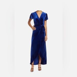 Nordstrom Fraiche by J Blue Velvet Fall Maxi Dress S
